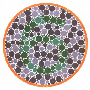 ​色觉测试：5张色觉测试图，中间3张无法识别，就是色弱